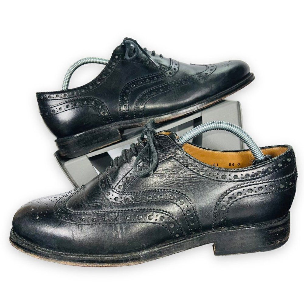 Grenson England Stanley Wingtip‎ Brogue Oxford Black Leather 5033 Men's US 9.5 G